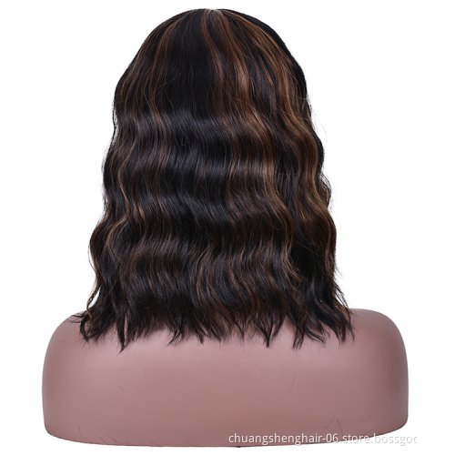 Wholesale Cosplay wig Vendor Water Wave Short Bob Wig With Bangs For Black Women Synthetic Hair Wigs